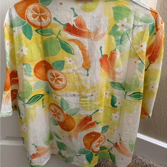 Vibrant Citrus Print Button Down Top - Picture 8 of 13
